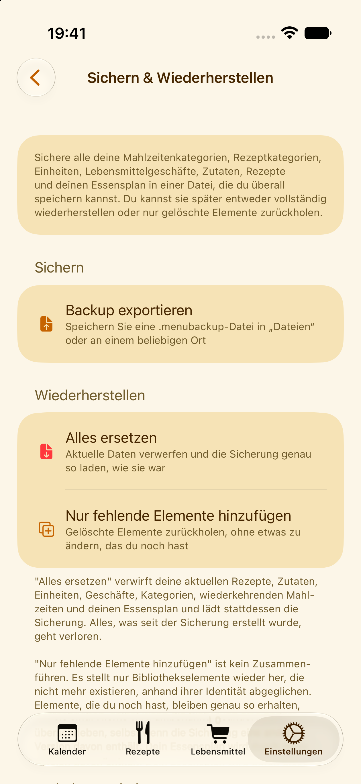 Ein Backup in PlanPot wiederherstellen