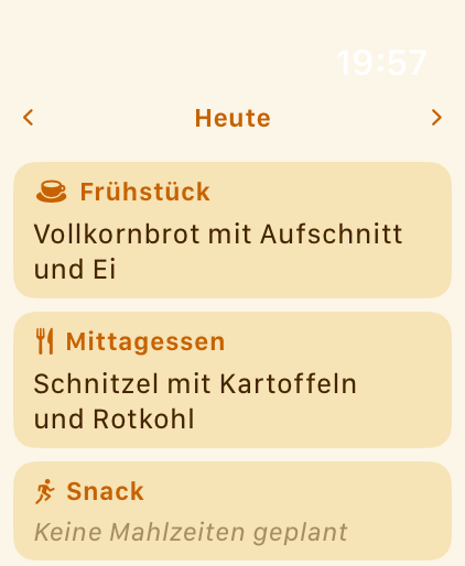 PlanPot-Essenskalender auf der Apple Watch