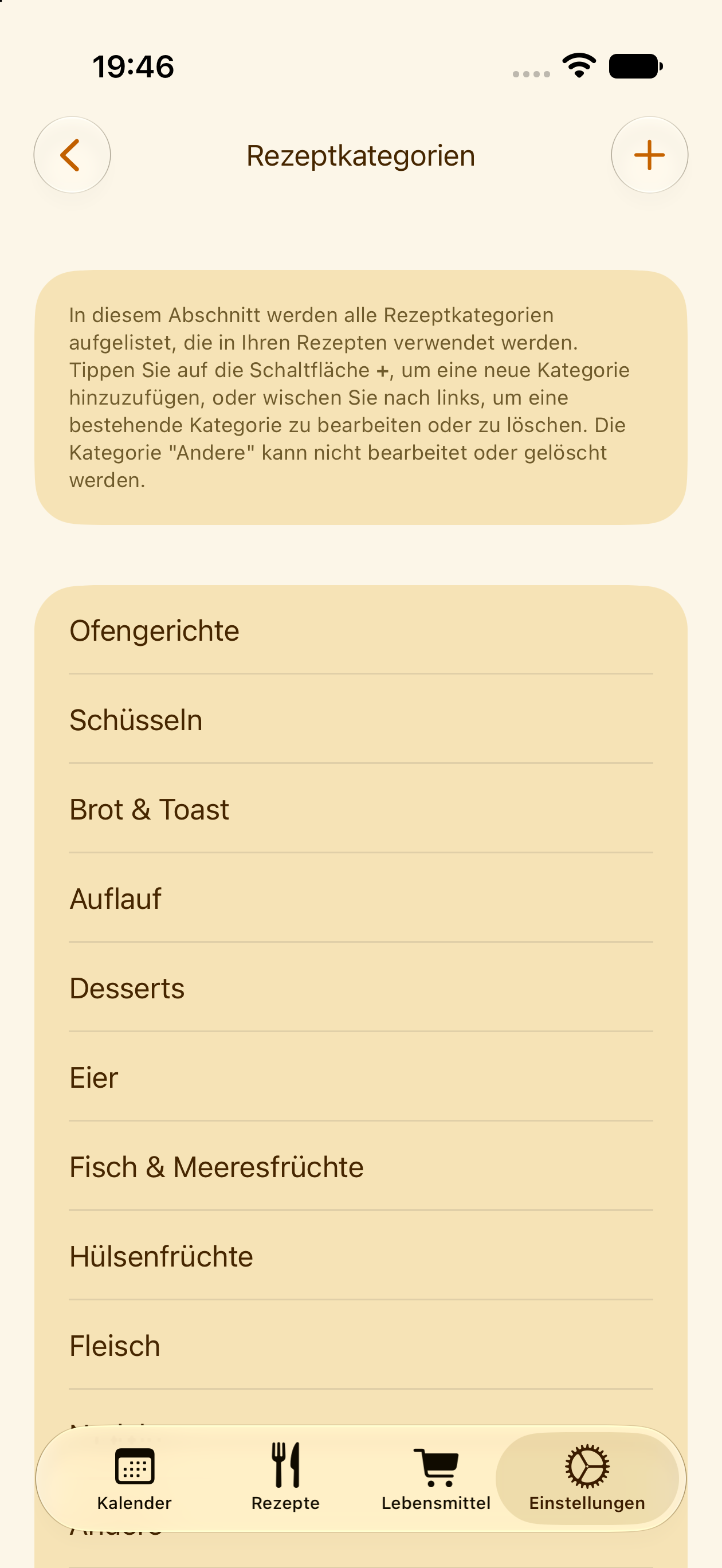 Individuelle Rezeptkategorien in PlanPot