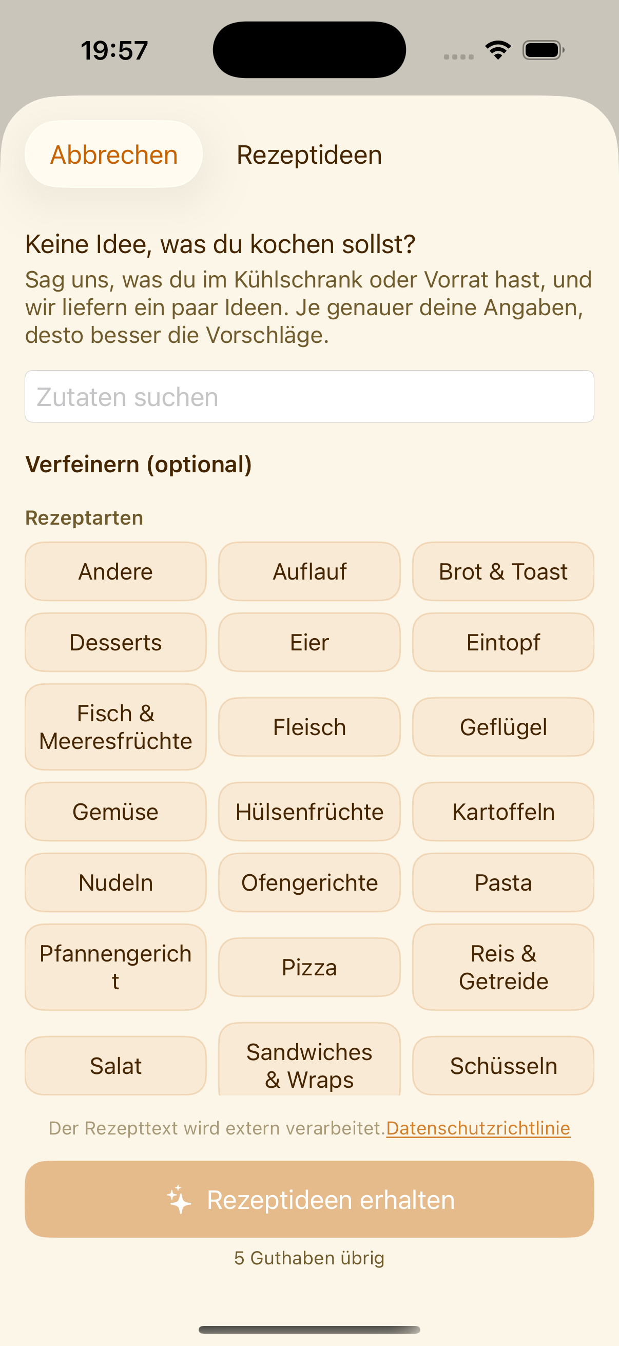 PlanPot schlägt Rezeptideen anhand vorhandener Zutaten vor