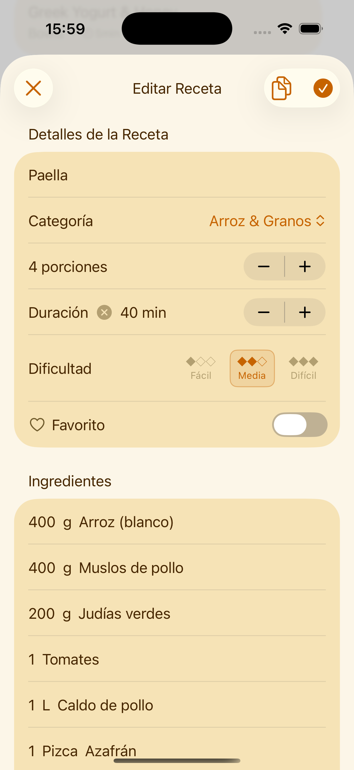 Introduciendo una receta manualmente en PlanPot