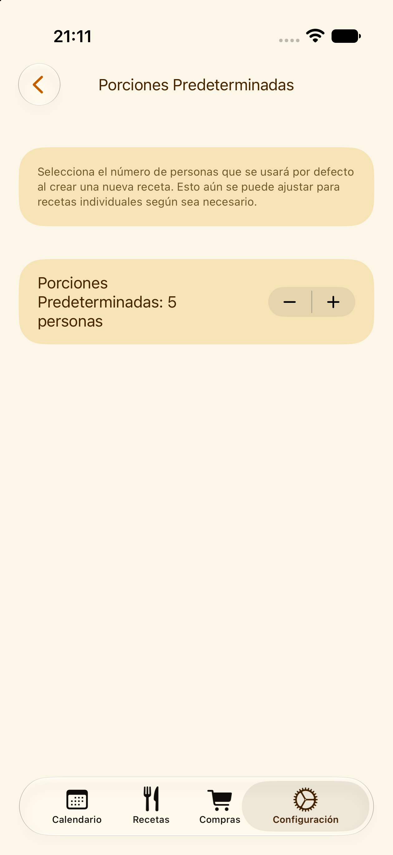 Ajuste de raciones predeterminadas en PlanPot