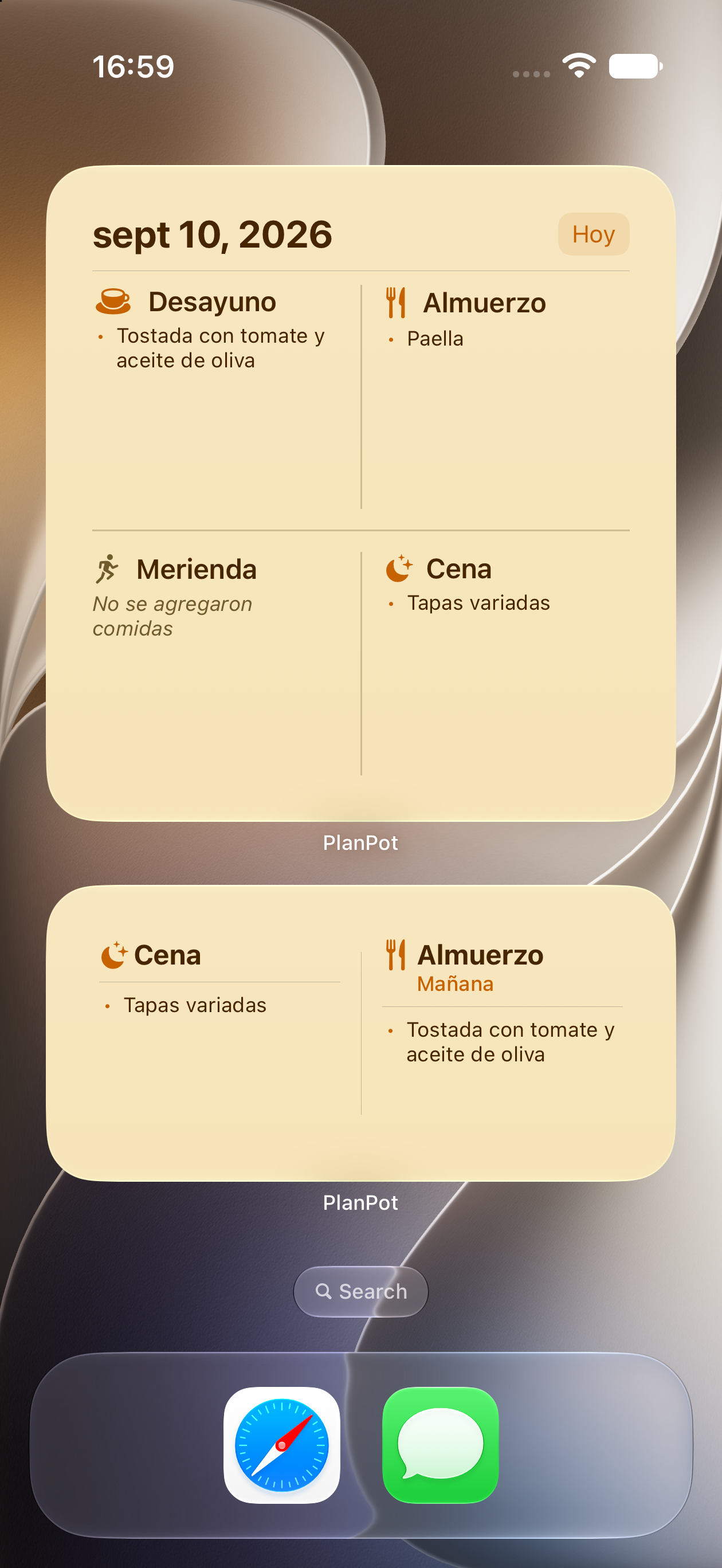 Widgets de PlanPot en la pantalla de inicio y en Apple Watch