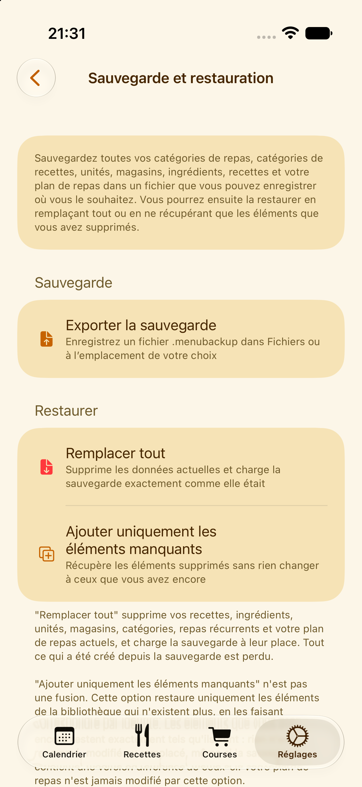 Restauration d'une sauvegarde dans PlanPot
