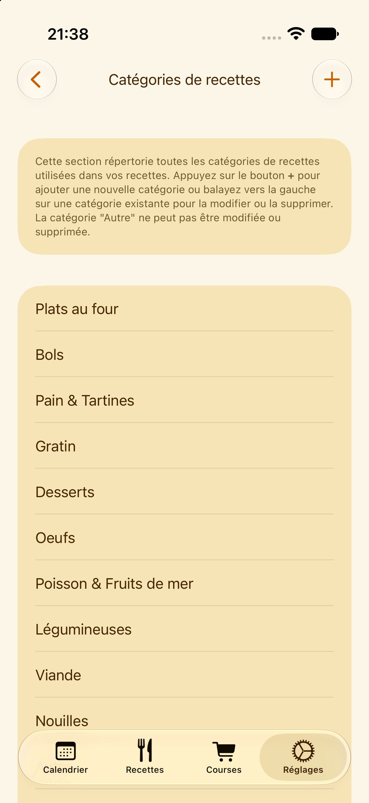 Catégories de recettes personnalisées dans PlanPot