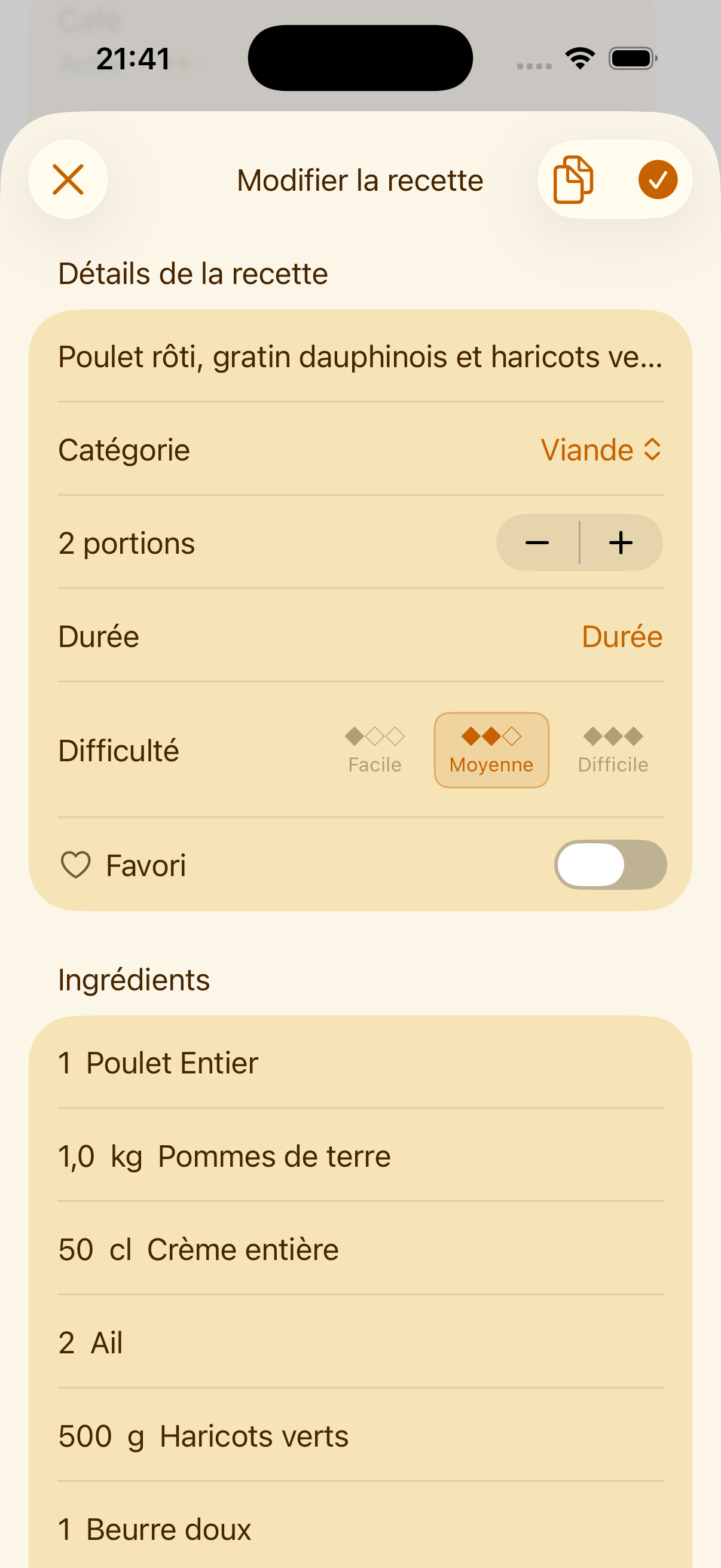 Saisie manuelle d'une recette dans PlanPot