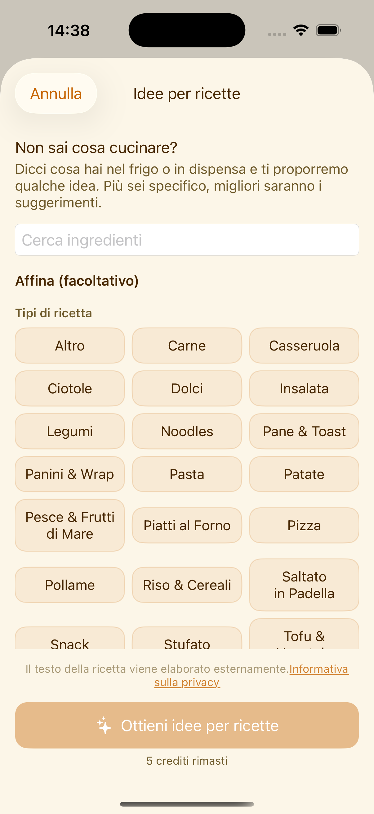 PlanPot che suggerisce idee di ricette in base agli ingredienti in dispensa