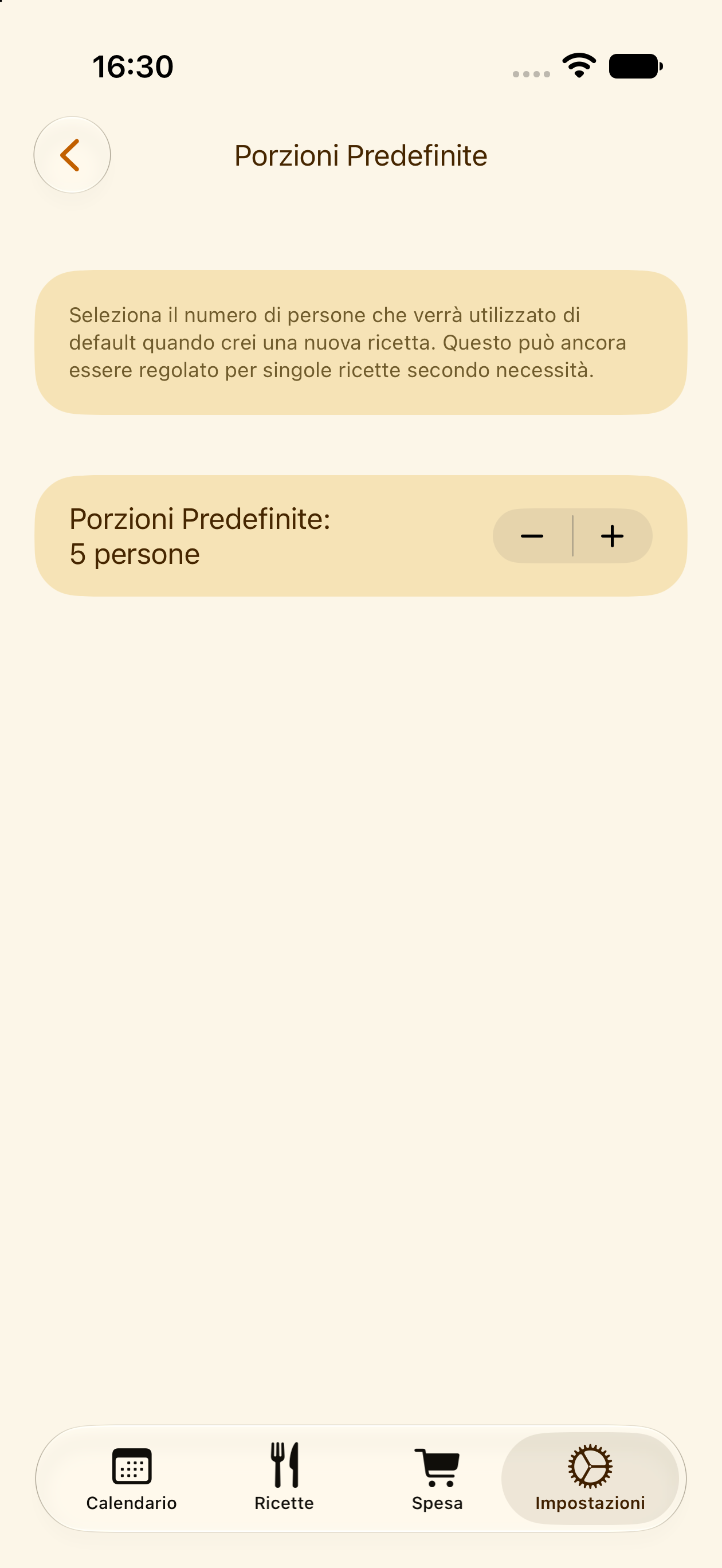 Impostazione delle porzioni predefinite in PlanPot