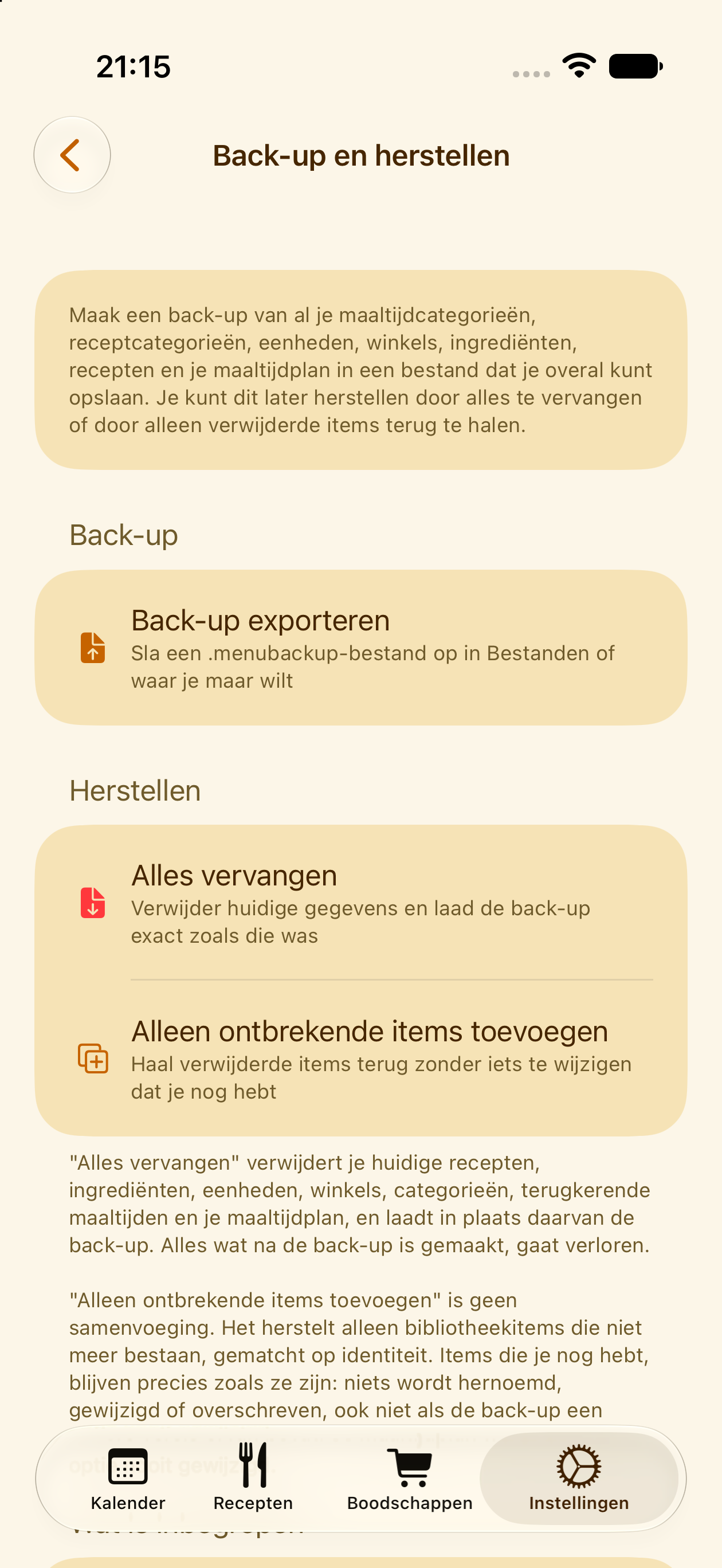 Een back-up herstellen in PlanPot