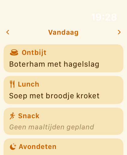 PlanPot-maaltijdkalender op Apple Watch