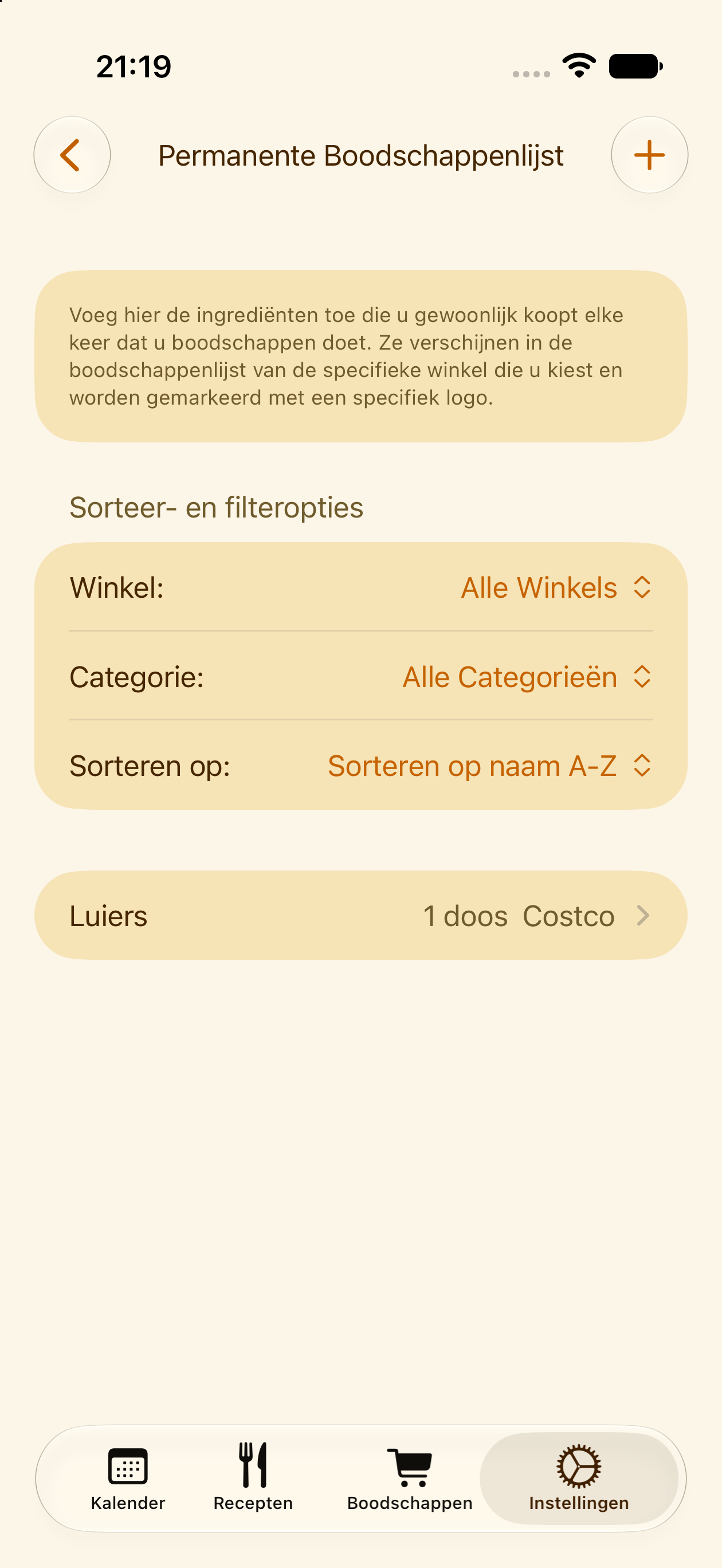 Vaste items op de boodschappenlijst die elke boodschappentrip terugkomen