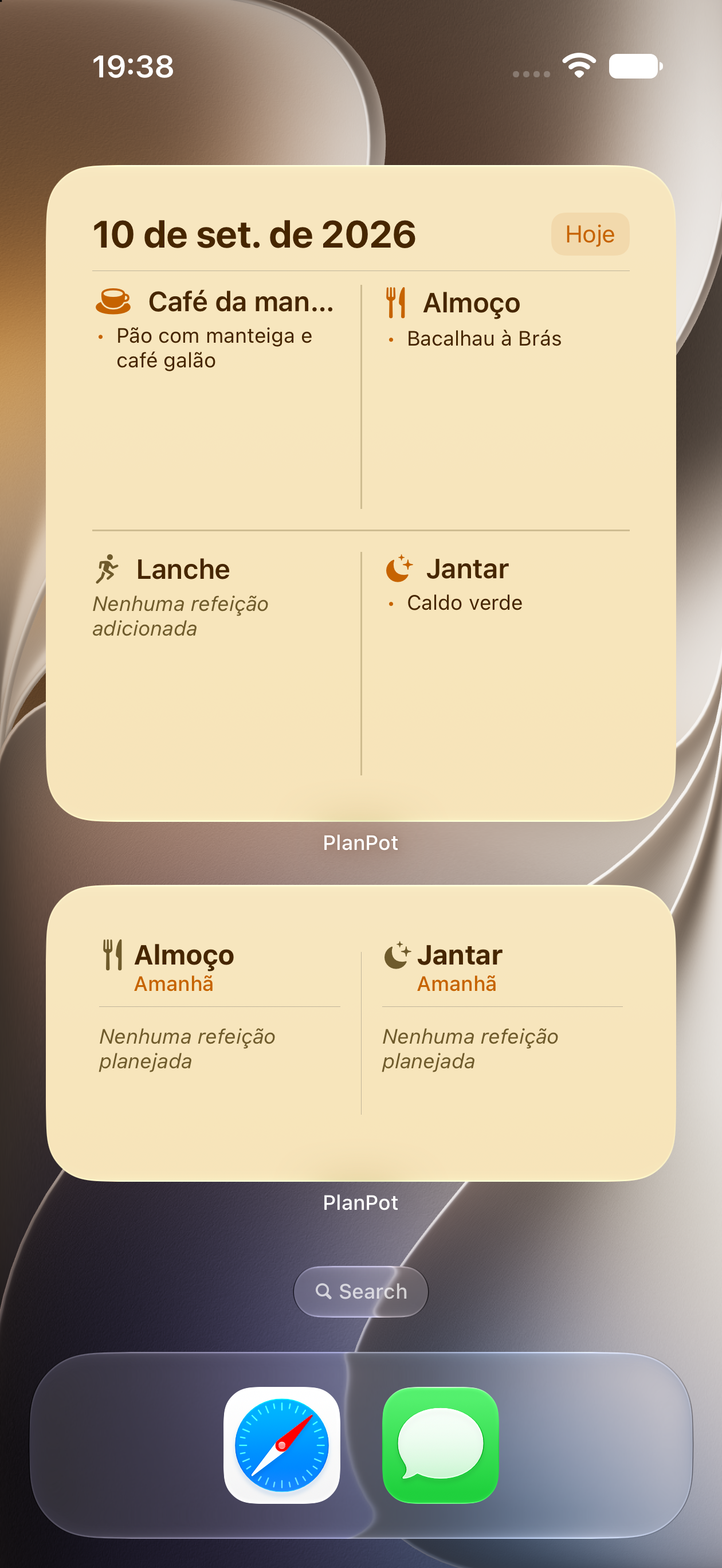 Widgets do PlanPot no ecrã inicial e no Apple Watch